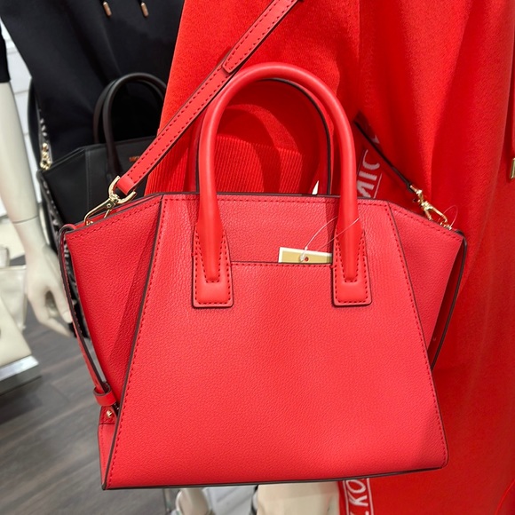 Michael Kors Handbags - Michael Kors Avril Small Signature PVC Top Zip Satchel Crossbody Bag